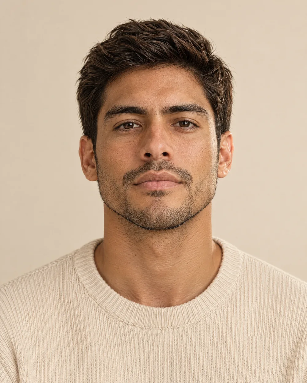 Retrato de frente de un paciente para ubicar las zonas de tratamiento